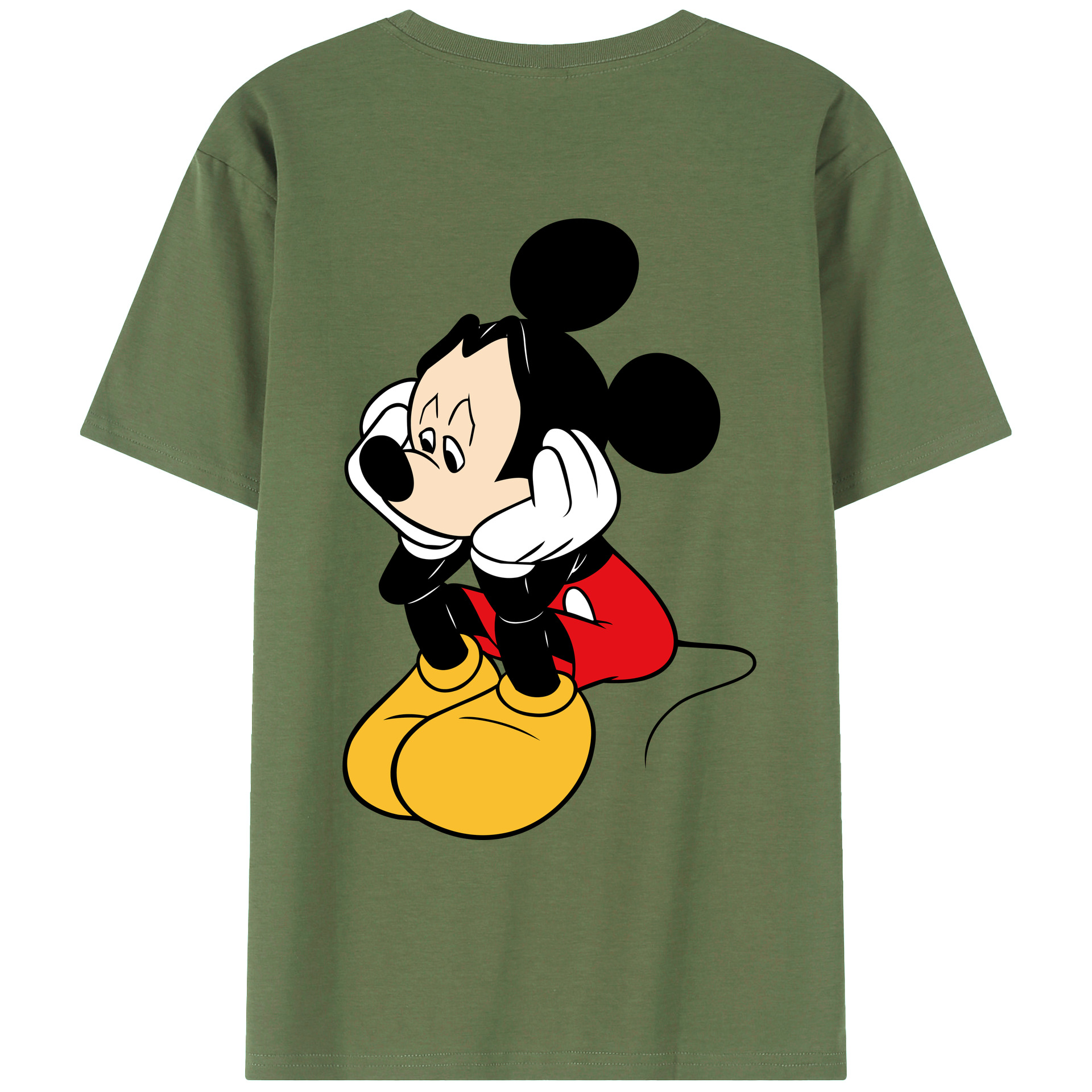 ミッキーマウス Mickey Mouse 綿100％ メンズ半袖Tシャツ（バックプリント） 通気性